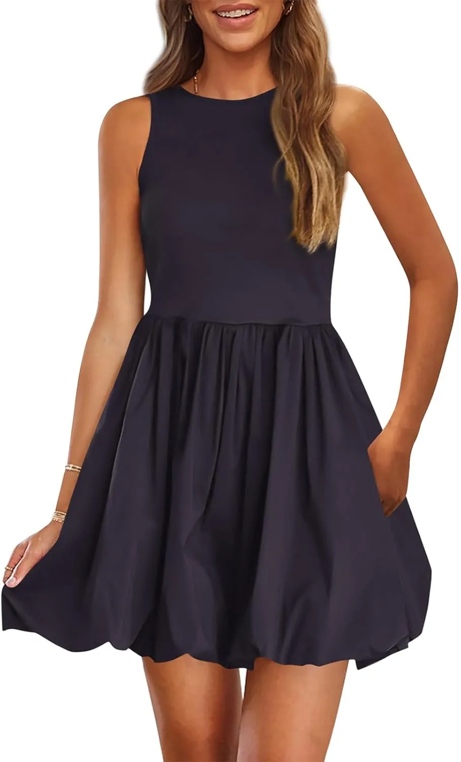 Womens Summer Tank Dress 2025 Casual Sleeveless Crew Neck Mini Dress A Line Sundresses Beach Vacation Dresses