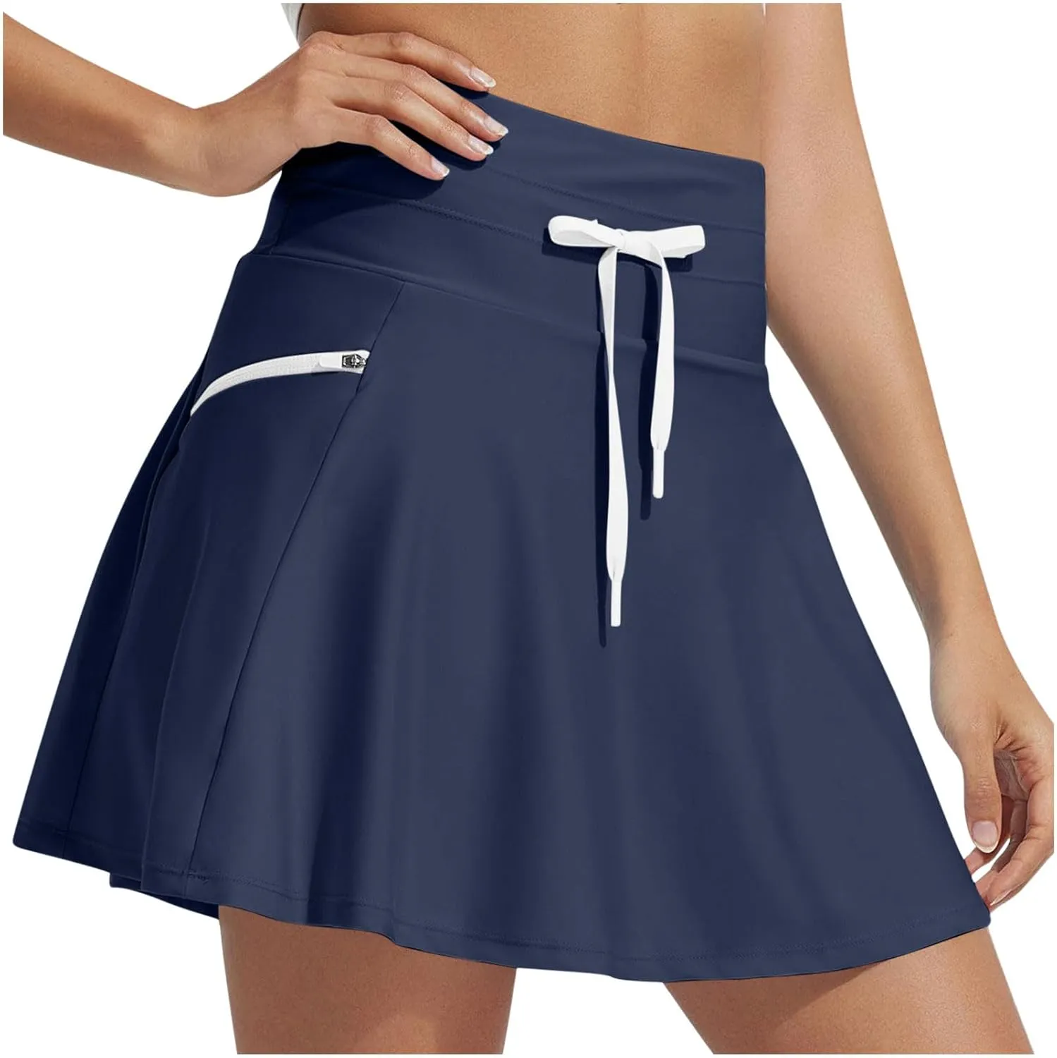 Women's Swim Skirt Quick Dry Workout High Waisted Skirts Drawstring Sports Beach Cute Pure Smooth Skirt 2025 New