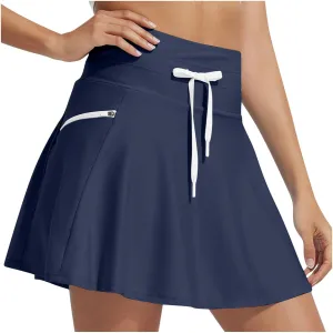 Women's Swim Skirt Quick Dry Workout High Waisted Skirts Drawstring Sports Beach Cute Pure Smooth Skirt 2025 New