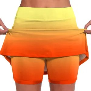 Women's Tennis Skirt Gradient Color High Waisted Golf Skorts Plus Size Athletic Workout Skirt Built in Shorts