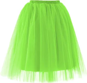 Women's Tulle Skirt Knee Length High Waisted Solid Color Plus Size Carnival Party Costume Wedding Party
