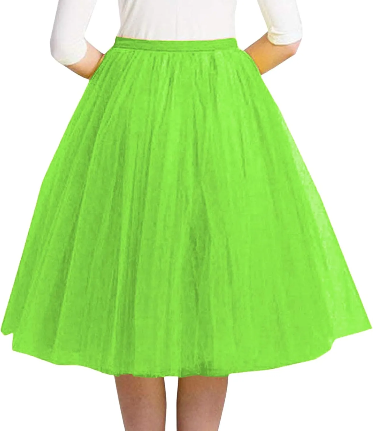 Women's Tulle Skirt Knee Length High Waisted Solid Color Plus Size Carnival Party Costume Wedding Party
