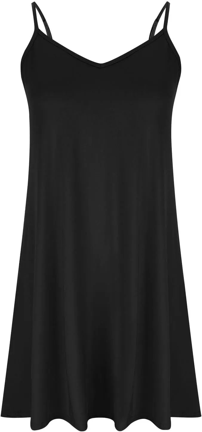 Womens V Neck Dresses Sexy Spaghetti Straps Summer Dresses Elegant Sleeveless Cami Dress Solid Color Petite Sundress