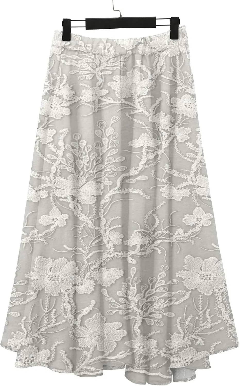 XOWRTE Women's Boho Casual Skirts Summer 2025 Lace Embroidery Elastic Waist Flowy Tiered A-Line Beach Maxi Skirt Swing Cute