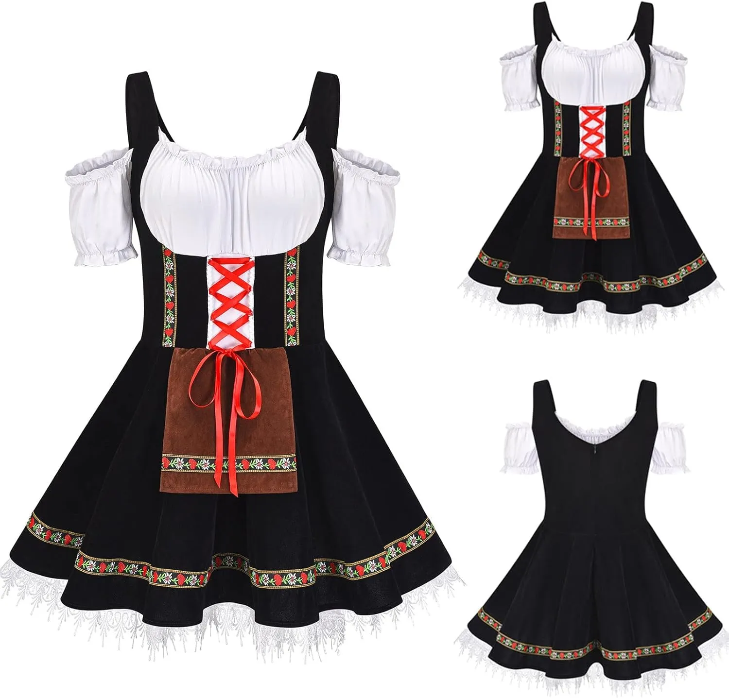 XUNRYAN Oktoberfest Costumes Women German Maid Dress Plus Size Trachten Dirndl Bavarian Dresses Cosplay Outfits Mini Dress