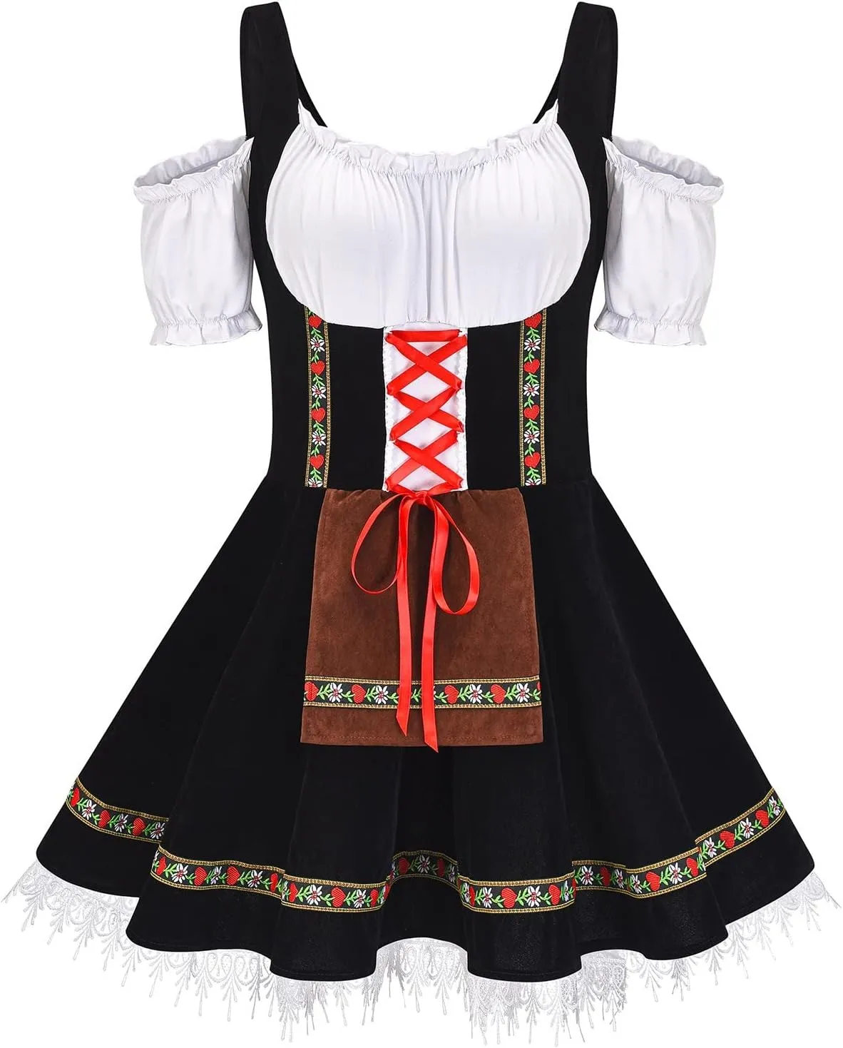 XUNRYAN Oktoberfest Costumes Women German Maid Dress Plus Size Trachten Dirndl Bavarian Dresses Cosplay Outfits Mini Dress
