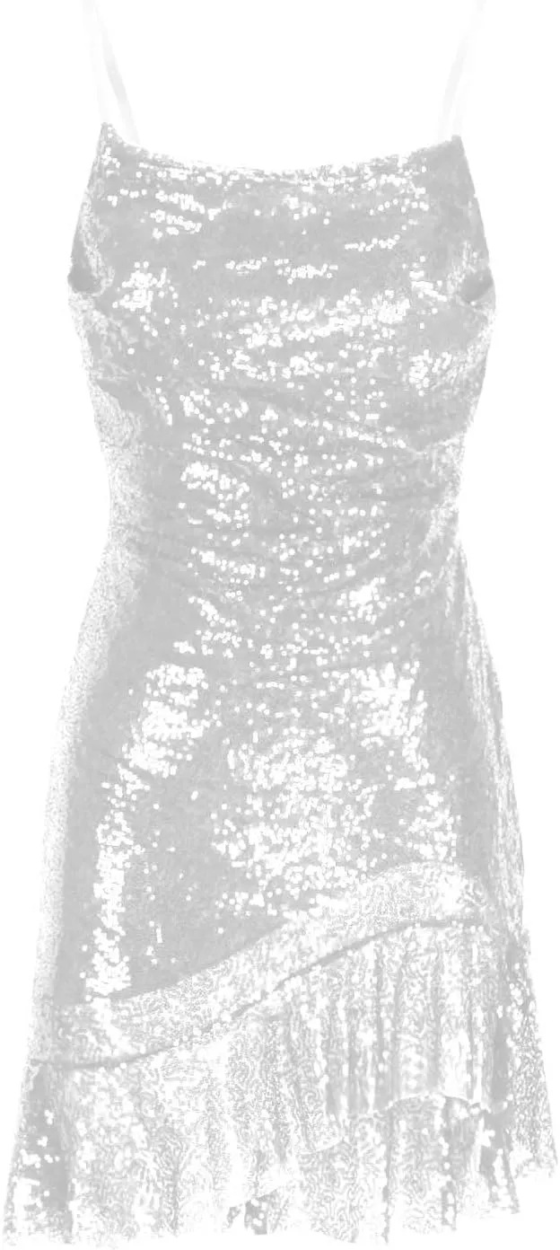 yardsong Party Dresses for Women 2025 Sexy Glitter Sequin Spaghetti Strap Dress Sparkle Ruffle Hem Party Club Mini Dresses