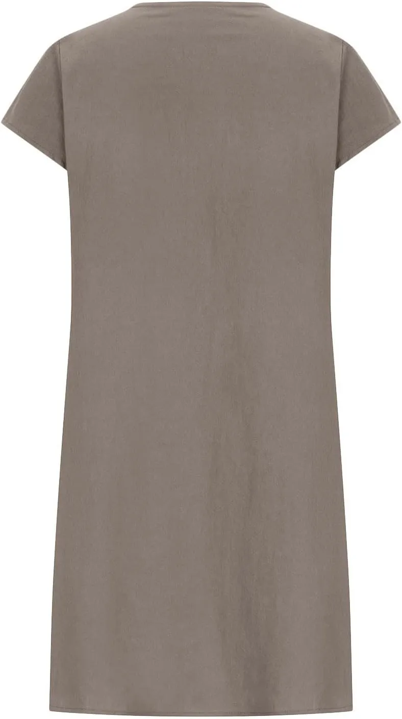 ZDRZK Midi Dresses for Women 2024 Casual Cotton Linen Summer Plus Size Sundresses Beach Vacation Loose Fit Flowy Dress