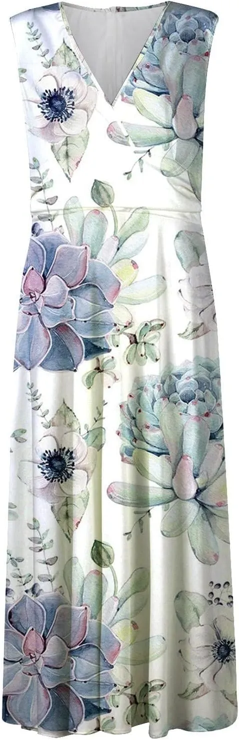 ZDRZK Women's Casual Dresses Sleeveless Wrapped Chest Maxi Dresses Marble Print Sexy Flowy Summer Dresses Trendy 2024